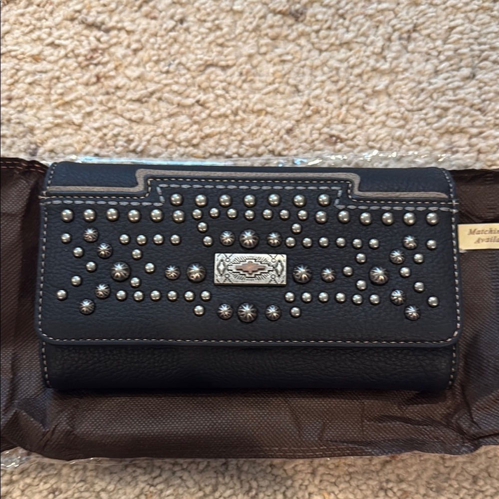 Montana West Black Studded Wallet